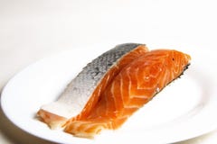 Uncooked, fresh, raw salmon fish steaks. stock photos Uncooked, fresh, raw salmon fish steaks. stock photos