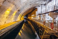 Underground Soviet Cold War Bunker. Underground submarine repairing factory in Balaklava, Crimea stock photography Underground Soviet Cold War Bunker. Underground submarine repairing factory in Balaklava, Crimea stock photography