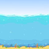 Underwater seamless landscape, cartoon background for game design