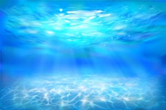 Underwater View With Sun Rays. Vector Illustration. Royalty Free Stock Photography