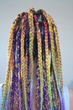 Une fille avec un ensemble à la mode de tresses multicolores Kanekalon Mèches artificielles colorées des cheveux Photos libres de droits Une fille avec un ensemble à la mode de tresses multicolores Kanekalon Mèches artificielles colorées des cheveux Photos libres de droits