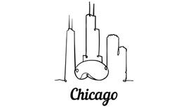 Une ligne horizon de Chicago de style Vecteur minimaistic moderne simple de style illustration stock Une ligne horizon de Chicago de style Vecteur minimaistic moderne simple de style illustration stock