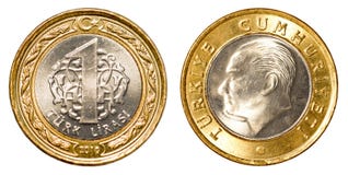 Une pièce de monnaie de Lire turque Une pièce de monnaie de Lire turque