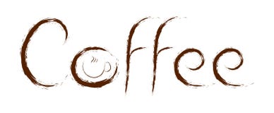 Une tasse de café - le texte a peint avec une brosse illustration libre de droits Une tasse de café - le texte a peint avec une brosse illustration libre de droits