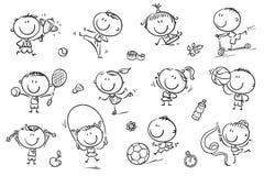 Ungar och sport royaltyfri illustrationer Ungar och sport royaltyfri illustrationer