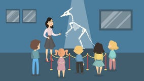 Ungar på museet royaltyfri illustrationer Ungar på museet royaltyfri illustrationer