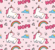 Unicorn and rainbow seamless pattern in kawaii style vector royalty free illustration Unicorn and rainbow seamless pattern in kawaii style vector royalty free illustration