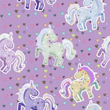 Unicorns in pastel colors on the background of hearts. vector illustration. Seamless pattern for Valentine s Day. vector illustration Unicorns in pastel colors on the background of hearts. vector illustration. Seamless pattern for Valentine s Day. vector illustration