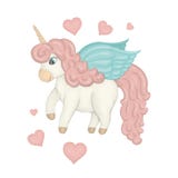 Unicórnio do vetor nas cores pastel com corações ilustração stock Unicórnio do vetor nas cores pastel com corações ilustração stock