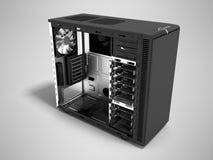 Unidad de sistema negra del metal moderno vacía para el re del montaje 3d del ordenador stock de ilustración Unidad de sistema negra del metal moderno vacía para el re del montaje 3d del ordenador stock de ilustración