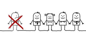 United group & excluded man Royalty Free Stock Images United group & excluded man Royalty Free Stock Images