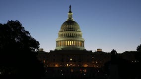 United States capitol at sunrise stock footage United States capitol at sunrise stock footage