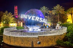 Universal Studios, Orlando Earth Globe Illuminated At Night
