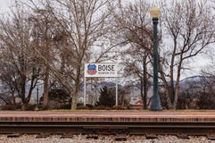 Unión el Pacífico, marcador de la elevación de Boise fotografía de archivo libre de regalías Unión el Pacífico, marcador de la elevación de Boise fotografía de archivo libre de regalías