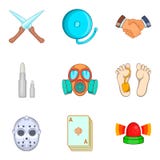 Unlawful act icons set, cartoon style Royalty Free Stock Photo Unlawful act icons set, cartoon style Royalty Free Stock Photo