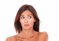 Unsmiling latin woman looking to her left stock photos Unsmiling latin woman looking to her left stock photos