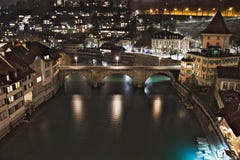 Untertorbrücke, arch gated bridge, Bern, Switzerland, night view royalty free stock photo Untertorbrücke, arch gated bridge, Bern, Switzerland, night view royalty free stock photo
