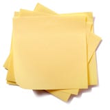 Untidy stack several yellow sticky post notes isolated on white stock images Untidy stack several yellow sticky post notes isolated on white stock images