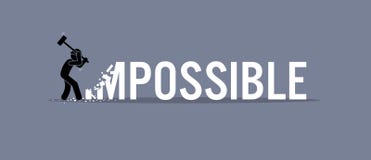 Uomo che distrugge la parola impossibile a possibile illustrazione di stock Uomo che distrugge la parola impossibile a possibile illustrazione di stock