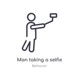 uomo che prende un'icona del profilo del selfie linea isolata illustrazione di vettore dalla raccolta di comportamento uomo sotti illustrazione di stock uomo che prende un'icona del profilo del selfie linea isolata illustrazione di vettore dalla raccolta di comportamento uomo sotti illustrazione di stock