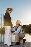 Uomo che propone alla donna al porto immagini stock libere da diritti Uomo che propone alla donna al porto immagini stock libere da diritti