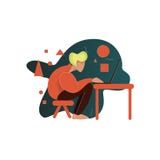Uomo che si siede al computer portatile illustrazione di stock Uomo che si siede al computer portatile illustrazione di stock