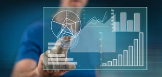 Uomo che tocca un concetto di analisi dei dati immagine stock Uomo che tocca un concetto di analisi dei dati immagine stock