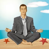 Uomo d'affari di vettore in Lotus Pose Meditating illustrazione vettoriale Uomo d'affari di vettore in Lotus Pose Meditating illustrazione vettoriale