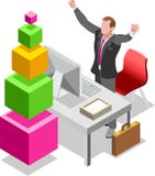 Uomo d'affari isometrico Sale Lead Bank illustrazione vettoriale Uomo d'affari isometrico Sale Lead Bank illustrazione vettoriale