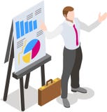 Uomo d'affari isometrico Sale Lead Bank illustrazione vettoriale Uomo d'affari isometrico Sale Lead Bank illustrazione vettoriale
