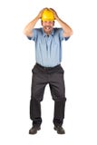 Uomo della costruzione che prende copertura immagine stock Uomo della costruzione che prende copertura immagine stock