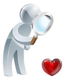 Uomo della lente d'ingrandimento del cuore illustrazione vettoriale Uomo della lente d'ingrandimento del cuore illustrazione vettoriale