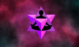 Uomo della siluetta e fondo di progettazione di merkaba illustrazione vettoriale Uomo della siluetta e fondo di progettazione di merkaba illustrazione vettoriale