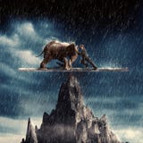 Uomo e un elefante che si spinge immagine stock libera da diritti Uomo e un elefante che si spinge immagine stock libera da diritti