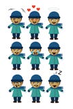 Uomo negli emoticon della neve nove emozioni differenti royalty illustrazione gratis Uomo negli emoticon della neve nove emozioni differenti royalty illustrazione gratis