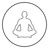 Uomo nell'illustrazione di colore del nero dell'icona di Asana della siluetta di posizione di meditazione di posa di yoga del lot royalty illustrazione gratis Uomo nell'illustrazione di colore del nero dell'icona di Asana della siluetta di posizione di meditazione di posa di yoga del lot royalty illustrazione gratis