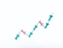 Up trend of graph data by green and red pin isolate on white background stock image Up trend of graph data by green and red pin isolate on white background stock image