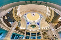 Up view on the high and massive roof and dome of the iron mosque Masjid Besi