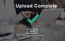 Upload Complete Successful Downloading Finish Concept stock images Upload Complete Successful Downloading Finish Concept stock images