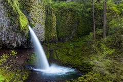 Upper Ponytail Falls In Columbia River Gorge, Oregon Stock Photos Upper Ponytail Falls In Columbia River Gorge, Oregon Stock Photos
