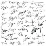 Uppsättning av autografer stock illustrationer Uppsättning av autografer stock illustrationer
