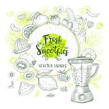Uppsättning av den hand drog smoothien royaltyfri illustrationer Uppsättning av den hand drog smoothien royaltyfri illustrationer