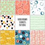 Uppsättning av hand drog sömlösa modeller för färgpulver vektor illustrationer Uppsättning av hand drog sömlösa modeller för färgpulver vektor illustrationer