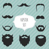 Uppsättning av mustascher och skäggtappningbeståndsdelar royaltyfri illustrationer Uppsättning av mustascher och skäggtappningbeståndsdelar royaltyfri illustrationer