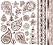 Uppsättning av orientaliska prydnader för hennatatuering och för din design stock illustrationer Uppsättning av orientaliska prydnader för hennatatuering och för din design stock illustrationer
