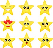 Uppsättning av stjärnaemoticons vektor illustrationer Uppsättning av stjärnaemoticons vektor illustrationer