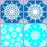 Uppsättning av sömlösa snöflingamodeller stock illustrationer Uppsättning av sömlösa snöflingamodeller stock illustrationer
