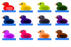 Uppsättning av unga ankungar på vattnet royaltyfri illustrationer Uppsättning av unga ankungar på vattnet royaltyfri illustrationer