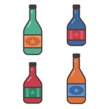 Uppsättning av vinflaskor som isoleras på vit bakgrund stock illustrationer Uppsättning av vinflaskor som isoleras på vit bakgrund stock illustrationer