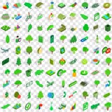uppsättning för 100 grön symboler, isometrisk stil 3d Royaltyfri Bild uppsättning för 100 grön symboler, isometrisk stil 3d Royaltyfri Bild